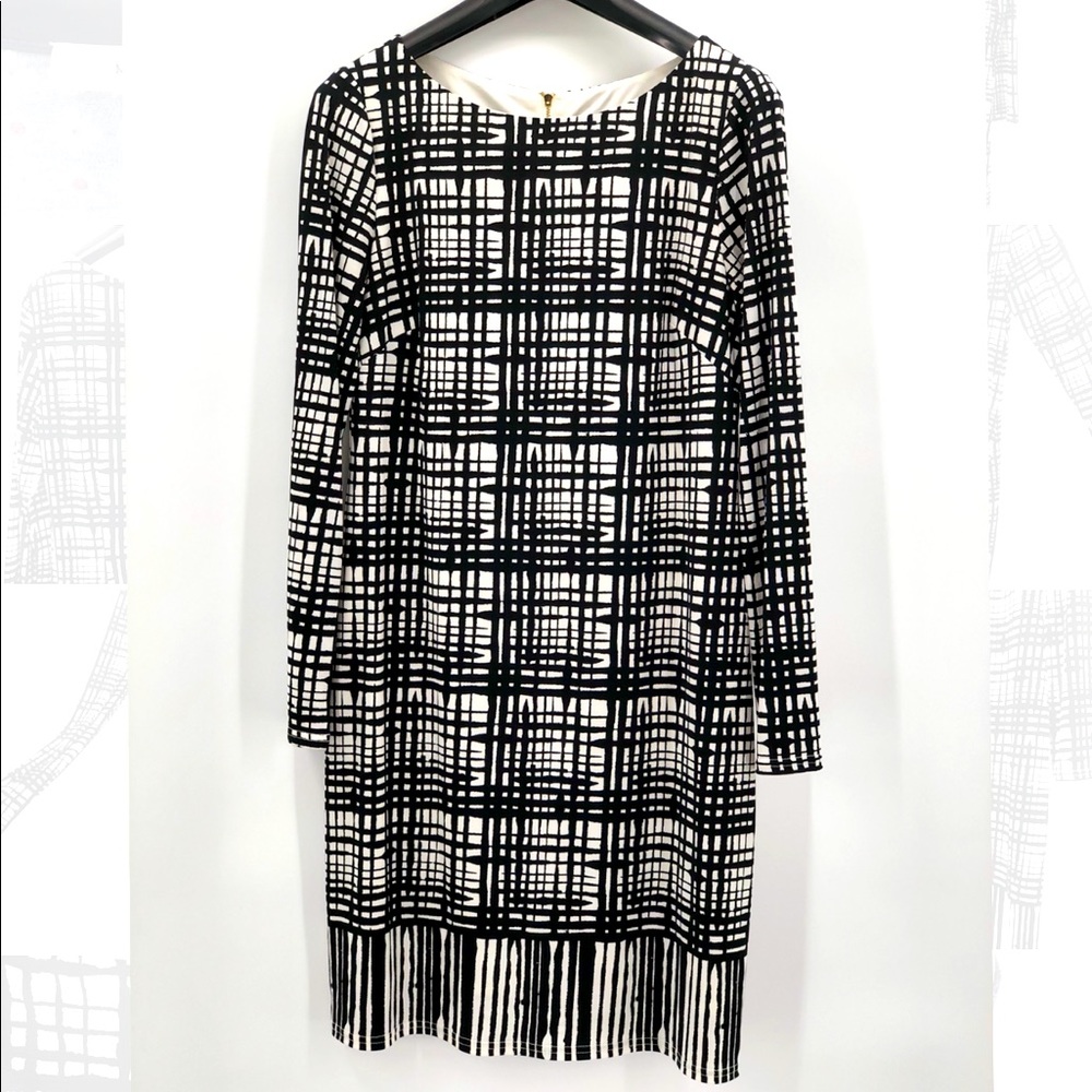 Vince Camuto Shift Dress Black and White Size 8